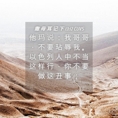 Picture 04 - 撒 母 耳 记 下 13:12 CUVS - 他 玛 说 ： 我 哥 哥 ， 不 要 玷 辱 - Bible Verse Picture