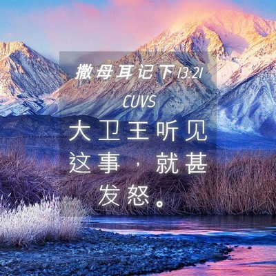 Picture 04 - 撒 母 耳 记 下 13:21 CUVS - 大 卫 王 听 见 这 事 ， 就 甚 发 怒 - Bible Verse Picture