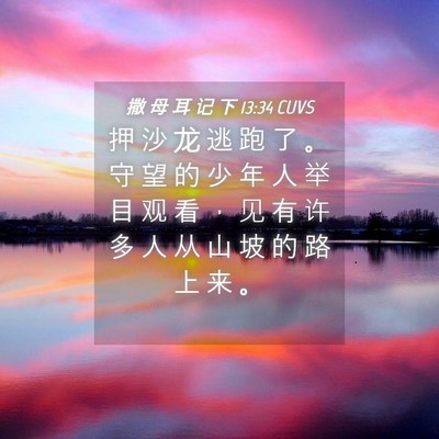 Picture 04 - 撒 母 耳 记 下 13:34 CUVS - 押 沙 龙 逃 跑 了 。 守 望 的 少 年 - Bible Verse Picture
