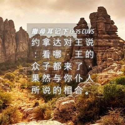 Picture 04 - 撒 母 耳 记 下 13:35 CUVS - 约 拿 达 对 王 说 ： 看 哪 ， 王 的 - Bible Verse Picture