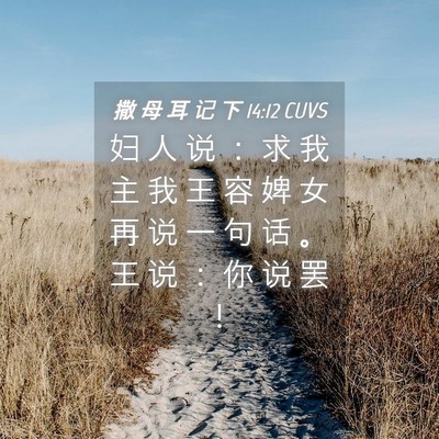 Picture 04 - 撒 母 耳 记 下 14:12 CUVS - 妇 人 说 ： 求 我 主 我 王 容 婢 女 - Bible Verse Picture