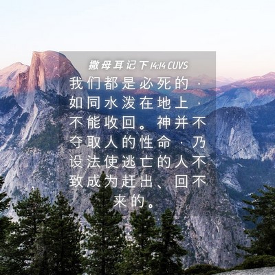 Picture 04 - 撒 母 耳 记 下 14:14 CUVS - 我 们 都 是 必 死 的 ， 如 同 水 泼 - Bible Verse Picture