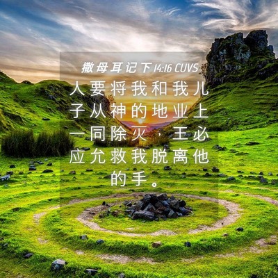 Picture 04 - 撒 母 耳 记 下 14:16 CUVS - 人 要 将 我 和 我 儿 子 从 神 的 地 - Bible Verse Picture