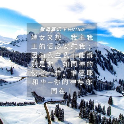 Picture 04 - 撒 母 耳 记 下 14:17 CUVS - 婢 女 又 想 ， 我 主 我 王 的 话 必 - Bible Verse Picture