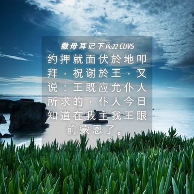 Picture 04 - 撒 母 耳 记 下 14:22 CUVS - 约 押 就 面 伏 於 地 叩 拜 ， 祝 谢 - Bible Verse Picture