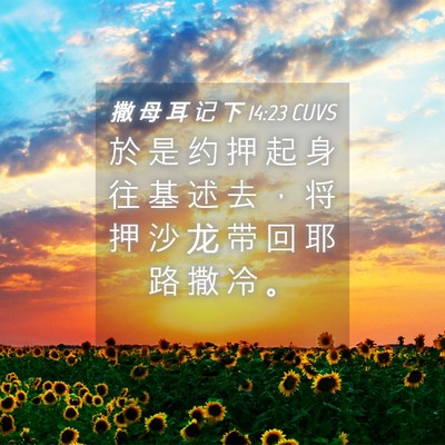 Picture 04 - 撒 母 耳 记 下 14:23 CUVS - 於 是 约 押 起 身 往 基 述 去 ， 将 - Bible Verse Picture