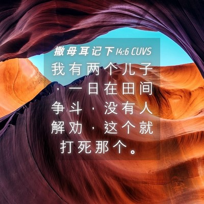 Picture 04 - 撒 母 耳 记 下 14:6 CUVS - 我 有 两 个 儿 子 ， 一 日 在 田 间 - Bible Verse Picture