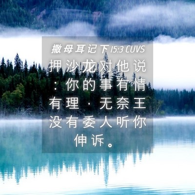 Picture 04 - 撒 母 耳 记 下 15:3 CUVS - 押 沙 龙 对 他 说 ： 你 的 事 有 情 - Bible Verse Picture