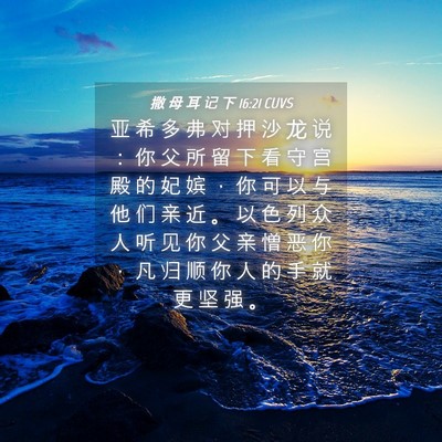 Picture 04 - 撒 母 耳 记 下 16:21 CUVS - 亚 希 多 弗 对 押 沙 龙 说 ： 你 父 - Bible Verse Picture