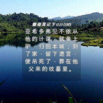 Picture 04 - 撒 母 耳 记 下 17:23 CUVS - 亚 希 多 弗 见 不 依 从 他 的 计 谋 - Bible Verse Picture