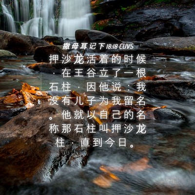 Picture 04 - 撒 母 耳 记 下 18:18 CUVS - 押 沙 龙 活 着 的 时 候 ， 在 王 谷 - Bible Verse Picture