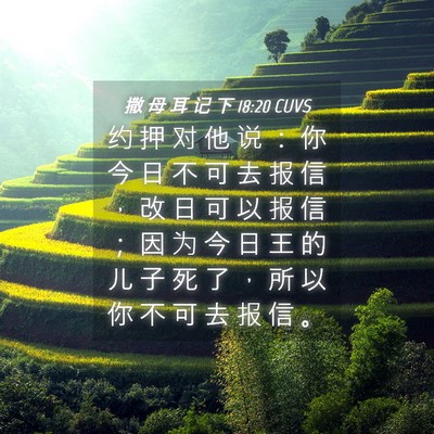 Picture 04 - 撒 母 耳 记 下 18:20 CUVS - 约 押 对 他 说 ： 你 今 日 不 可 去 - Bible Verse Picture