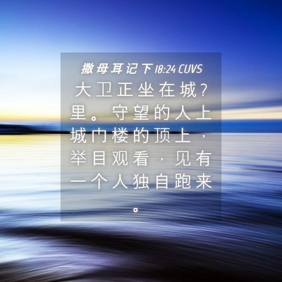 Picture 04 - 撒 母 耳 记 下 18:24 CUVS - 大 卫 正 坐 在 城 ? 里 。 守 望 的 人 - Bible Verse Picture