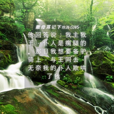 Picture 04 - 撒 母 耳 记 下 19:26 CUVS - 他 回 答 说 ： 我 主 我 王 ， 仆 人 - Bible Verse Picture