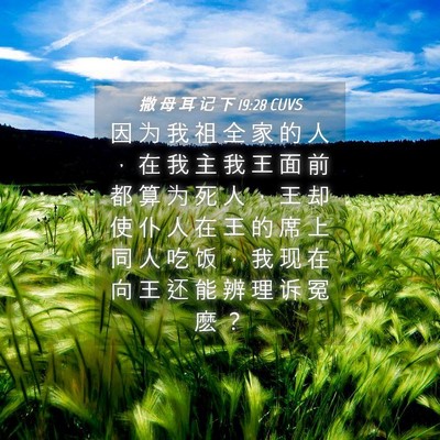 Picture 04 - 撒 母 耳 记 下 19:28 CUVS - 因 为 我 祖 全 家 的 人 ， 在 我 主 - Bible Verse Picture