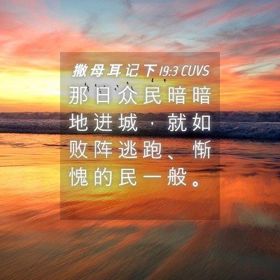 Picture 04 - 撒 母 耳 记 下 19:3 CUVS - 那 日 众 民 暗 暗 地 进 城 ， 就 如 - Bible Verse Picture