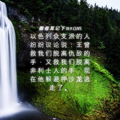 Picture 04 - 撒 母 耳 记 下 19:9 CUVS - 以 色 列 众 支 派 的 人 纷 纷 议 论 - Bible Verse Picture