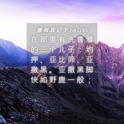 Picture 04 - 撒 母 耳 记 下 2:18 CUVS - 在 那 里 有 洗 鲁 雅 的 三 个 儿 子 - Bible Verse Picture