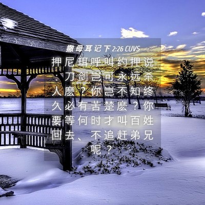 Picture 04 - 撒 母 耳 记 下 2:26 CUVS - 押 尼 珥 呼 叫 约 押 说 ： 刀 剑 岂 - Bible Verse Picture