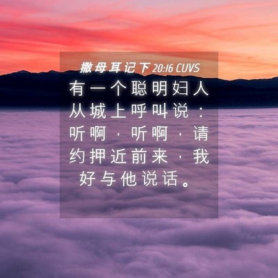 Picture 04 - 撒 母 耳 记 下 20:16 CUVS - 有 一 个 聪 明 妇 人 从 城 上 呼 叫 - Bible Verse Picture