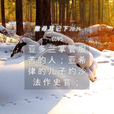 Picture 04 - 撒 母 耳 记 下 20:24 CUVS - 亚 多 兰 掌 管 服 苦 的 人 ； 亚 希 - Bible Verse Picture