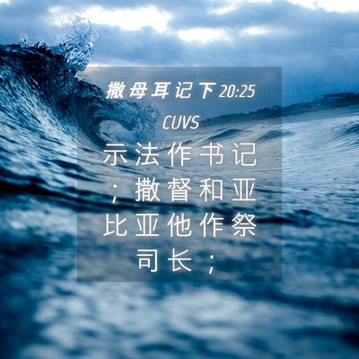 Picture 04 - 撒 母 耳 记 下 20:25 CUVS - 示 法 作 书 记 ； 撒 督 和 亚 比 亚 - Bible Verse Picture