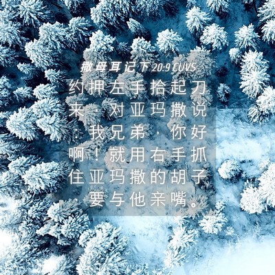 Picture 04 - 撒 母 耳 记 下 20:9 CUVS - 约 押 左 手 拾 起 刀 来 ， 对 亚 玛 - Bible Verse Picture
