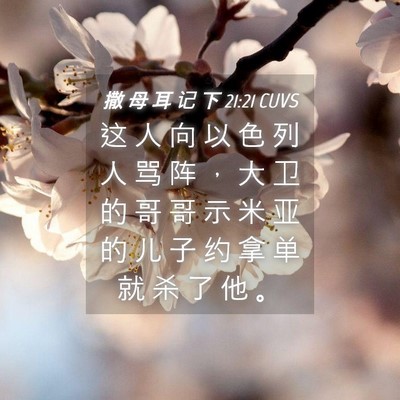 Picture 04 - 撒 母 耳 记 下 21:21 CUVS - 这 人 向 以 色 列 人 骂 阵 ， 大 卫 - Bible Verse Picture