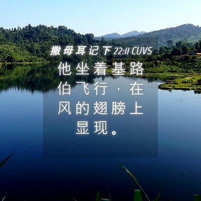 Picture 04 - 撒 母 耳 记 下 22:11 CUVS - 他 坐 着 基 路 伯 飞 行 ， 在 风 的 - Bible Verse Picture