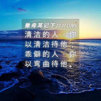 Picture 04 - 撒 母 耳 记 下 22:27 CUVS - 清 洁 的 人 ， 你 以 清 洁 待 他 ； - Bible Verse Picture