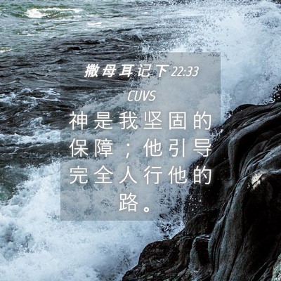 Picture 04 - 撒 母 耳 记 下 22:33 CUVS - 神 是 我 坚 固 的 保 障 ； 他 引 导 - Bible Verse Picture