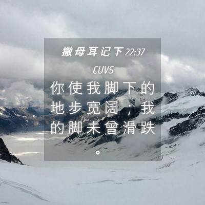 Picture 04 - 撒 母 耳 记 下 22:37 CUVS - 你 使 我 脚 下 的 地 步 宽 阔 ； 我 - Bible Verse Picture