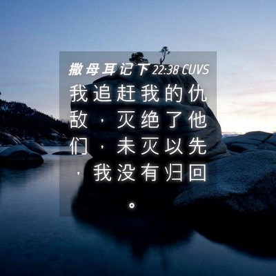 Picture 04 - 撒 母 耳 记 下 22:38 CUVS - 我 追 赶 我 的 仇 敌 ， 灭 绝 了 他 - Bible Verse Picture