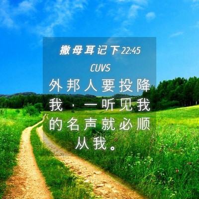 Picture 04 - 撒 母 耳 记 下 22:45 CUVS - 外 邦 人 要 投 降 我 ， 一 听 见 我 - Bible Verse Picture