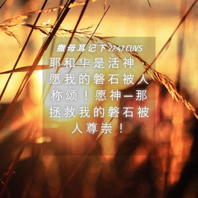 Picture 04 - 撒 母 耳 记 下 22:47 CUVS - 耶 和 华 是 活 神 ， 愿 我 的 磐 石 - Bible Verse Picture