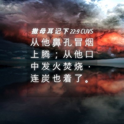 Picture 04 - 撒 母 耳 记 下 22:9 CUVS - 从 他 鼻 孔 冒 烟 上 腾 ； 从 他 口 - Bible Verse Picture