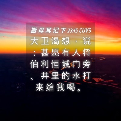 Picture 04 - 撒 母 耳 记 下 23:15 CUVS - 大 卫 渴 想 ， 说 ： 甚 愿 有 人 将 - Bible Verse Picture