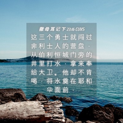 Picture 04 - 撒 母 耳 记 下 23:16 CUVS - 这 三 个 勇 士 就 闯 过 非 利 士 人 - Bible Verse Picture