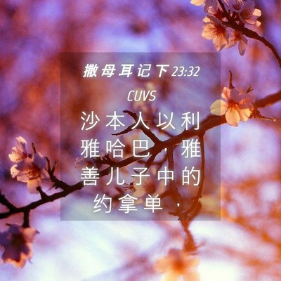 Picture 04 - 撒 母 耳 记 下 23:32 CUVS - 沙 本 人 以 利 雅 哈 巴 ， 雅 善 儿 - Bible Verse Picture