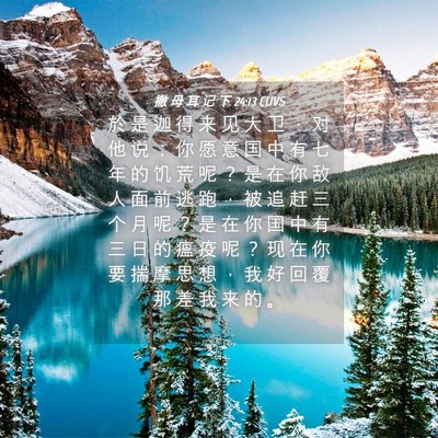 Picture 04 - 撒 母 耳 记 下 24:13 CUVS - 於 是 迦 得 来 见 大 卫 ， 对 他 说 - Bible Verse Picture