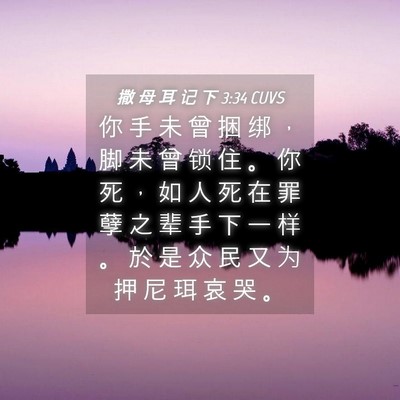 Picture 04 - 撒 母 耳 记 下 3:34 CUVS - 你 手 未 曾 捆 绑 ， 脚 未 曾 锁 住 - Bible Verse Picture