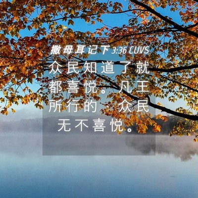 Picture 04 - 撒 母 耳 记 下 3:36 CUVS - 众 民 知 道 了 就 都 喜 悦 。 凡 王 - Bible Verse Picture