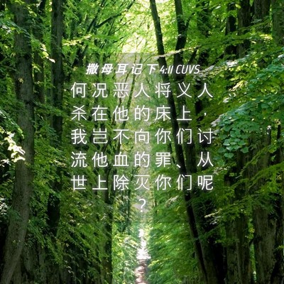 Picture 04 - 撒 母 耳 记 下 4:11 CUVS - 何 况 恶 人 将 义 人 杀 在 他 的 床 - Bible Verse Picture