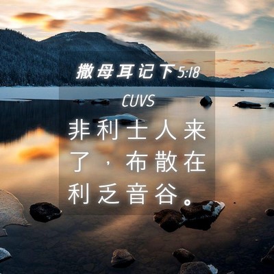 Picture 04 - 撒 母 耳 记 下 5:18 CUVS - 非 利 士 人 来 了 ， 布 散 在 利 乏 - Bible Verse Picture