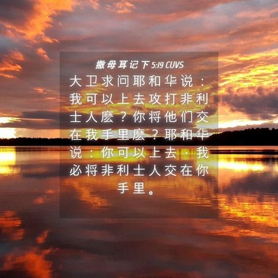 Picture 04 - 撒 母 耳 记 下 5:19 CUVS - 大 卫 求 问 耶 和 华 说 ： 我 可 以 - Bible Verse Picture
