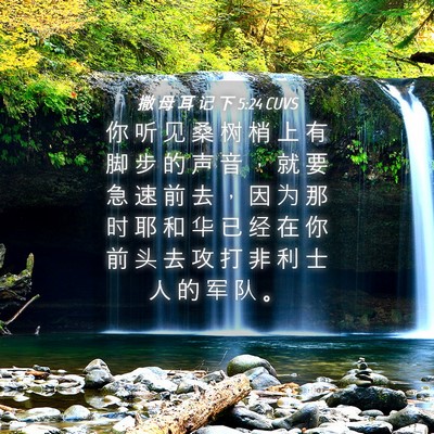 Picture 04 - 撒 母 耳 记 下 5:24 CUVS - 你 听 见 桑 树 梢 上 有 脚 步 的 声 - Bible Verse Picture