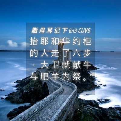 Picture 04 - 撒 母 耳 记 下 6:13 CUVS - 抬 耶 和 华 约 柜 的 人 走 了 六 步 - Bible Verse Picture