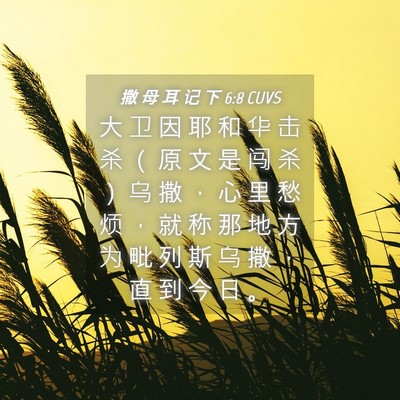 Picture 04 - 撒 母 耳 记 下 6:8 CUVS - 大 卫 因 耶 和 华 击 杀 （ 原 文 是 - Bible Verse Picture