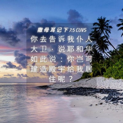 Picture 04 - 撒 母 耳 记 下 7:5 CUVS - 你 去 告 诉 我 仆 人 大 卫 ， 说 耶 - Bible Verse Picture