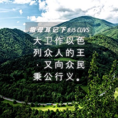 Picture 04 - 撒 母 耳 记 下 8:15 CUVS - 大 卫 作 以 色 列 众 人 的 王 ， 又 - Bible Verse Picture